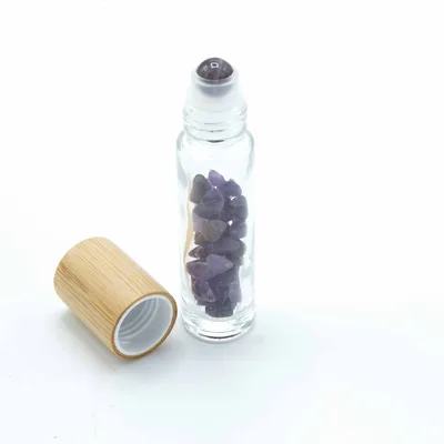 Olio Roller Bottiglia con Pietra Preziosa – Amethyst – Cappuccio in Legno + Punta Roller in Pietra Preziosa per Flacone da 5 ml – Amethyst — foto 3