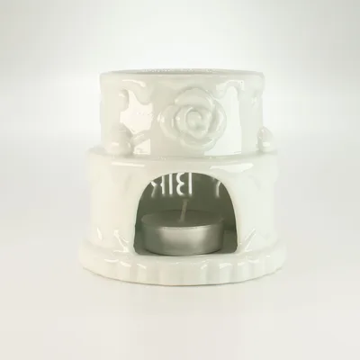 Ceramic Cake Olio Bruciatore - HAPPY BIRTHDAY - Bianco — foto 3