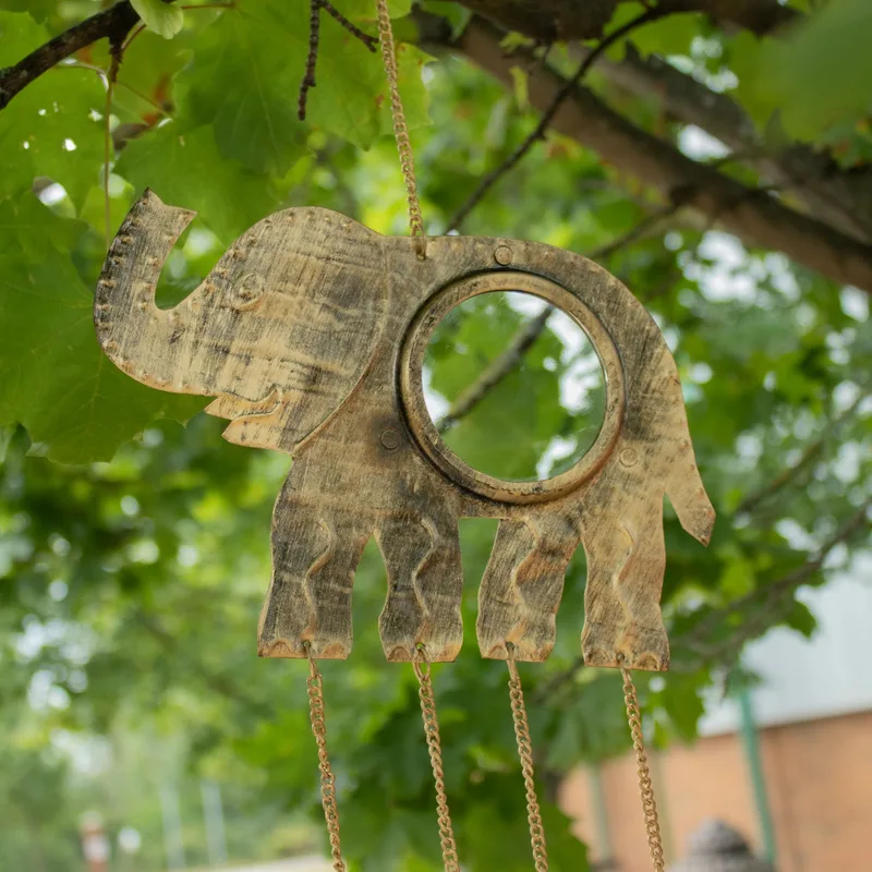 Indian Chimes Elephant Lrg Mirror 4 Bells 24x60cm — foto 3