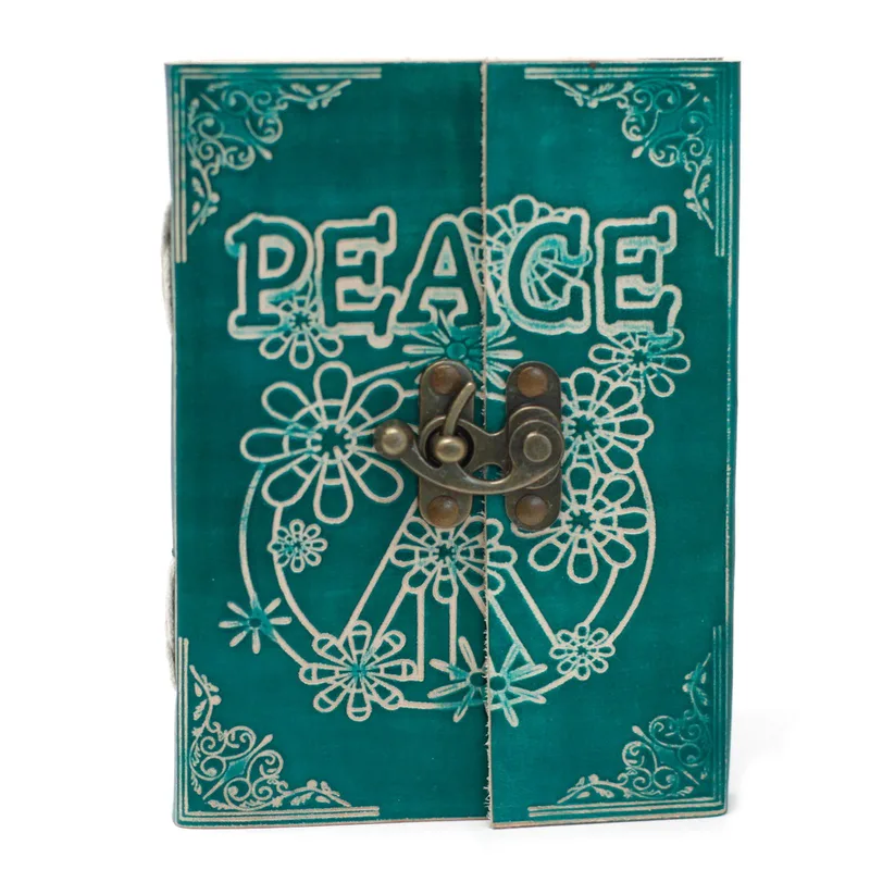 Leather Verde Peace with Lock Notebook — foto 4