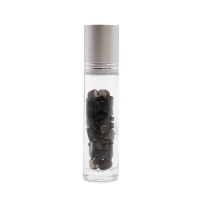 Gemstone Essenziale Olio Roller Bottle - Nero Tourmaline - Argento Cap + Gemstone Roller Tip for 5ml Bottle - Nero Tourmaline — foto 1