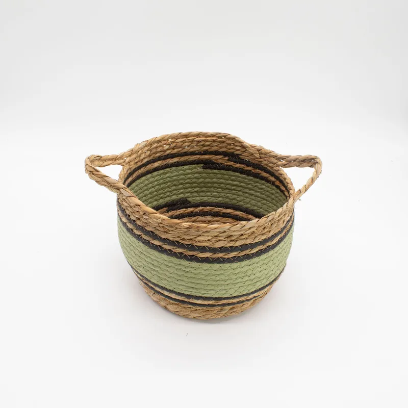 Cotton & Seagrass Large Baskets Naturale Nero & Green Set of 3 — foto 3