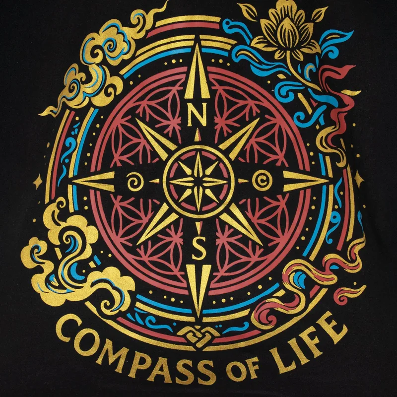 Iconic Classic Tote Bag - Compass of Life - Nero 6oz — foto 1