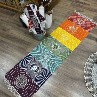 100% Cotton Yoga Rug - 60x200cm - 7 Chakras — foto 3