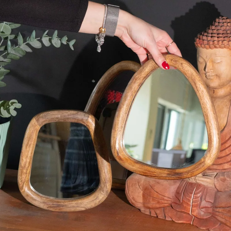 Set of 3 Pebble Shaped Mirrors Dark Brown Finish — foto 3