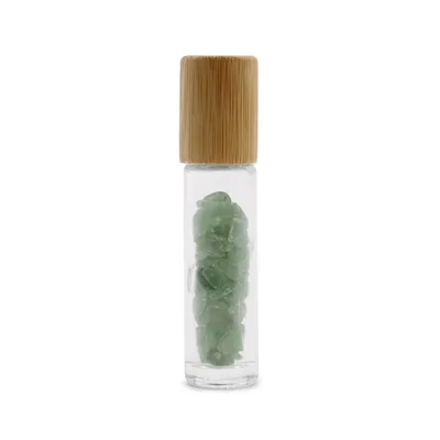 Borraccia Roll-On con Pietra Naturale Essenziale – Avventurina – Cappuccio in Legno + Punta Roll-On in Pietra per Bottiglia da 5 ml – Avventurina — foto 1