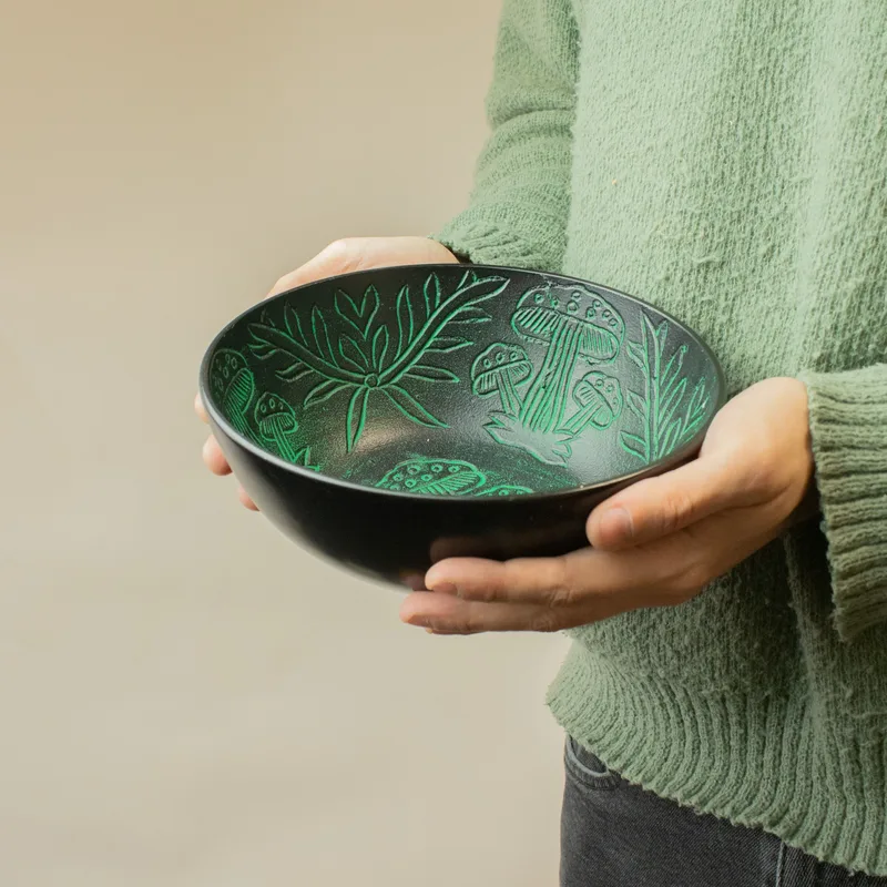 Aluminum Singing Bowl Magic Mushroom Verde — foto 2