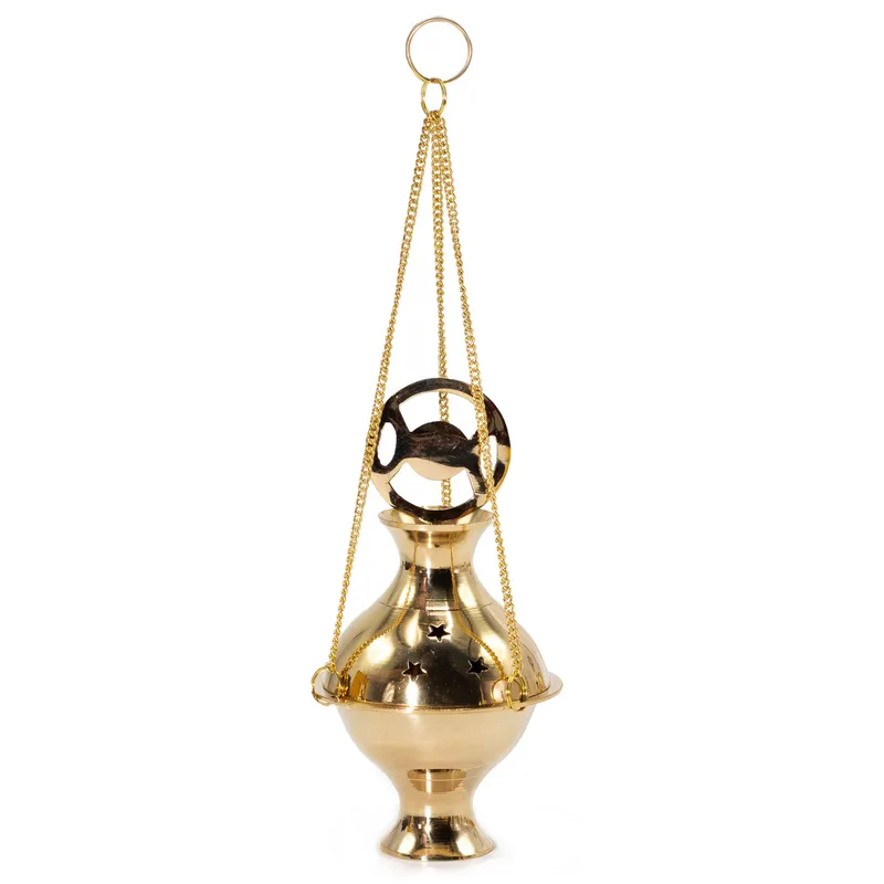 Hanging Brass Incenso Bruciatore Three Phase Moon
