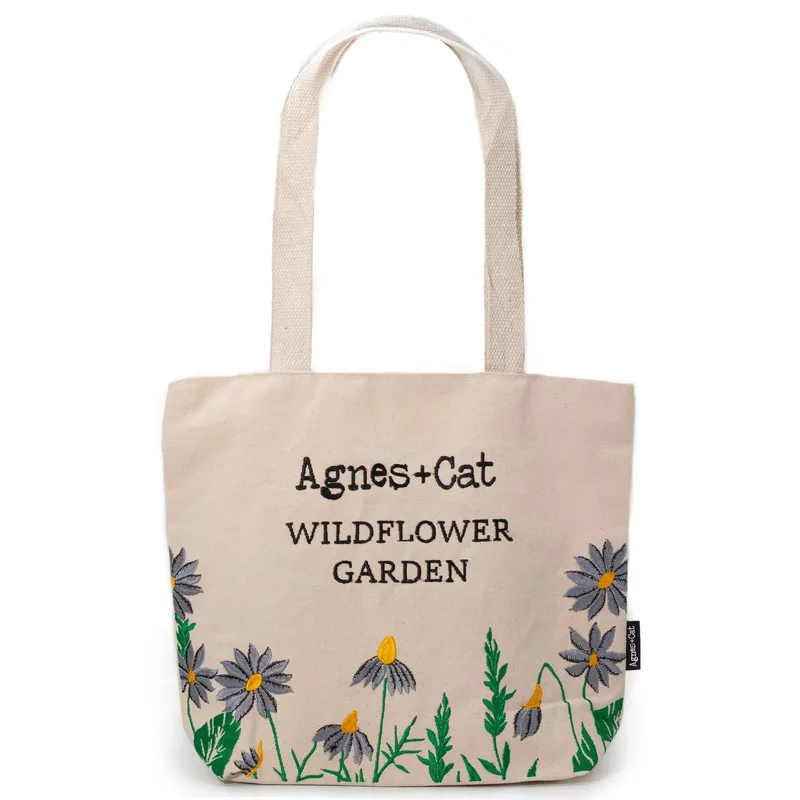 Agnes + Cat Wildflower Garden Tote Bag Purple Fiori
