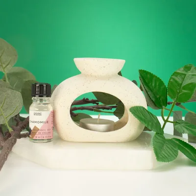 Ceramic Zen Olio Bruciatore - Oval Pebble - Speckled Off-White — foto 1