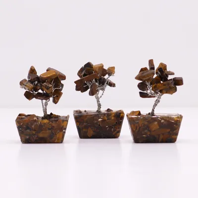 Mini Gemstone Trees On Orgonite Base - Tigereye (15 stones) — foto 4