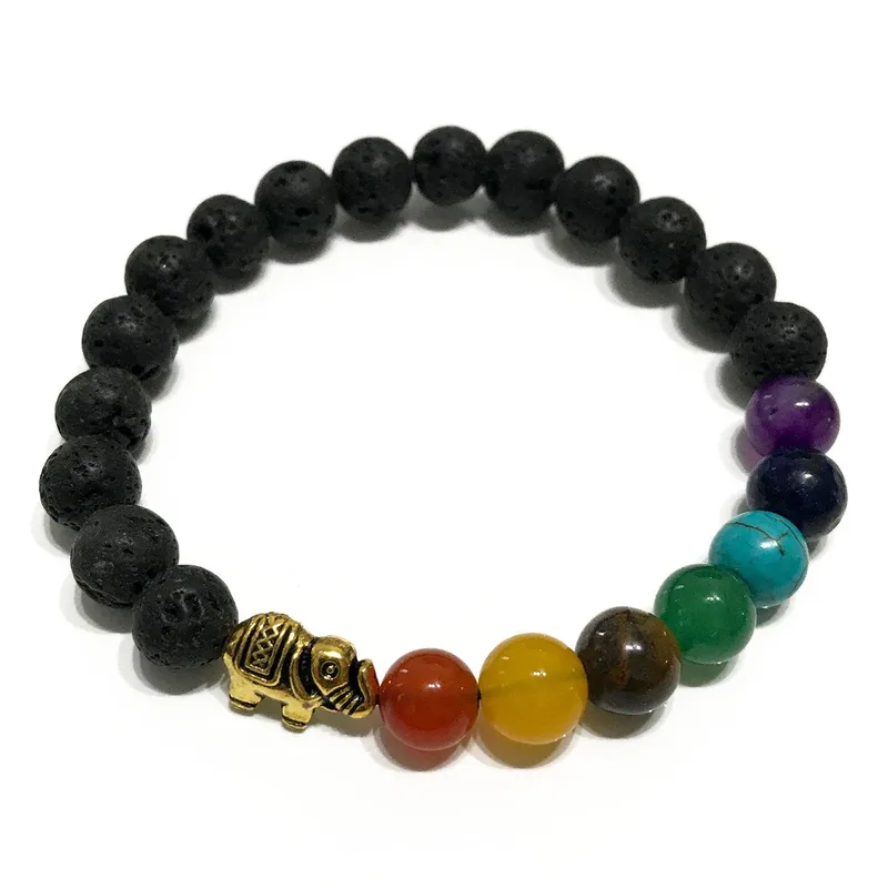 Bracciale di Pietra Lavica - Elefante Chakra
