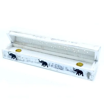 Bianco Washed Incenso Porta Smoke Scatola