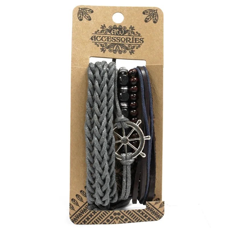 Mens Bracelet Sets - Metal & Leather (asst) — foto 2