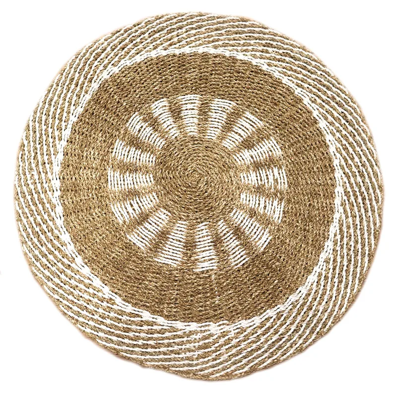 Round Seagrass Bianco & Tan Inner Sun 1m — foto 4
