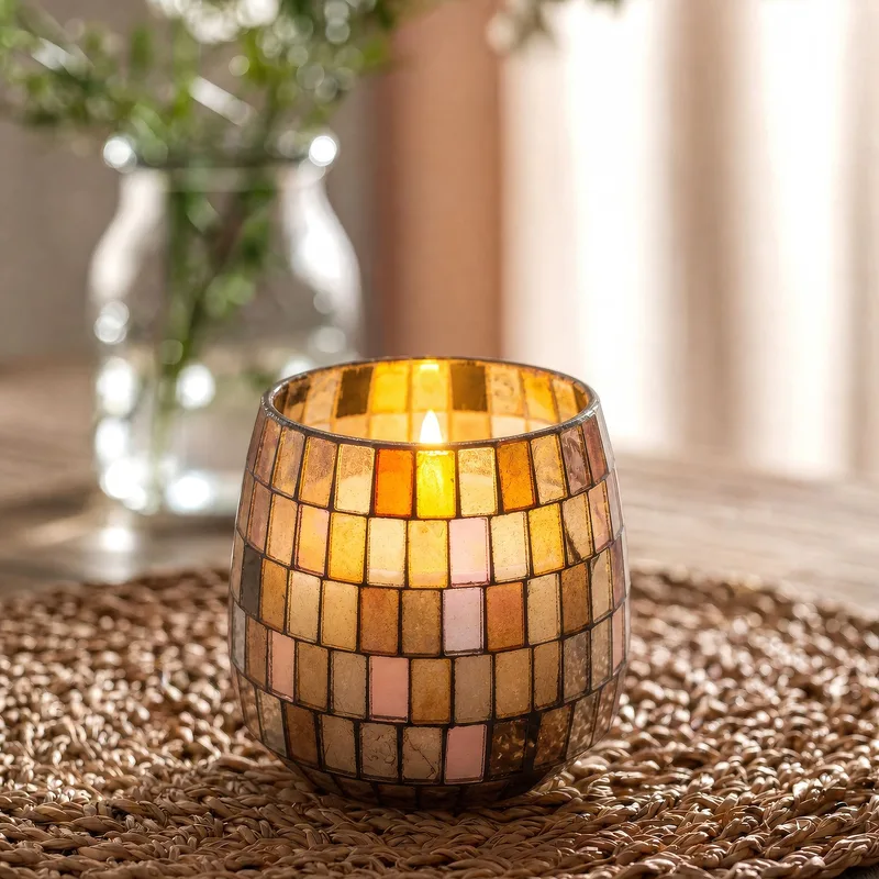 Medium Glass Jar Candele Ambra Mosaic — foto 4