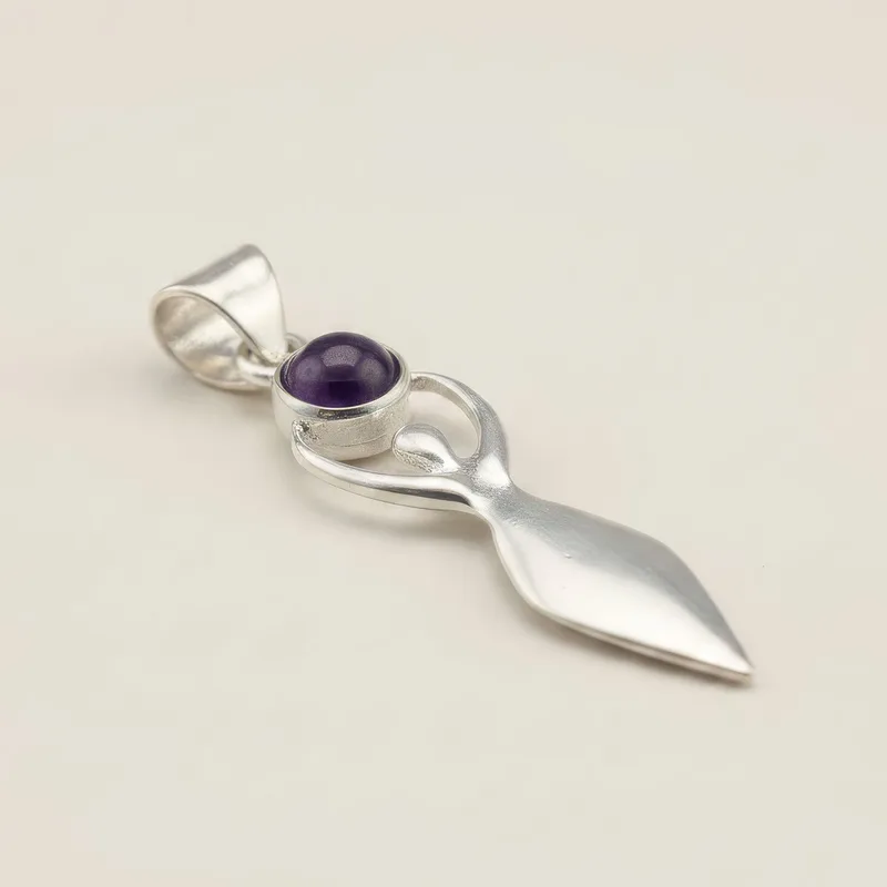 Indian Devotional Pendant Argento Plated Goddess Amethyst — foto 5