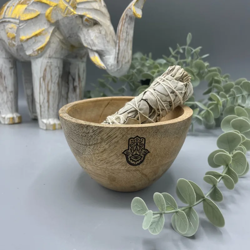 Ciotola di Stesura al Legno e Offerte Rituali – Hamsa – 12x7cm