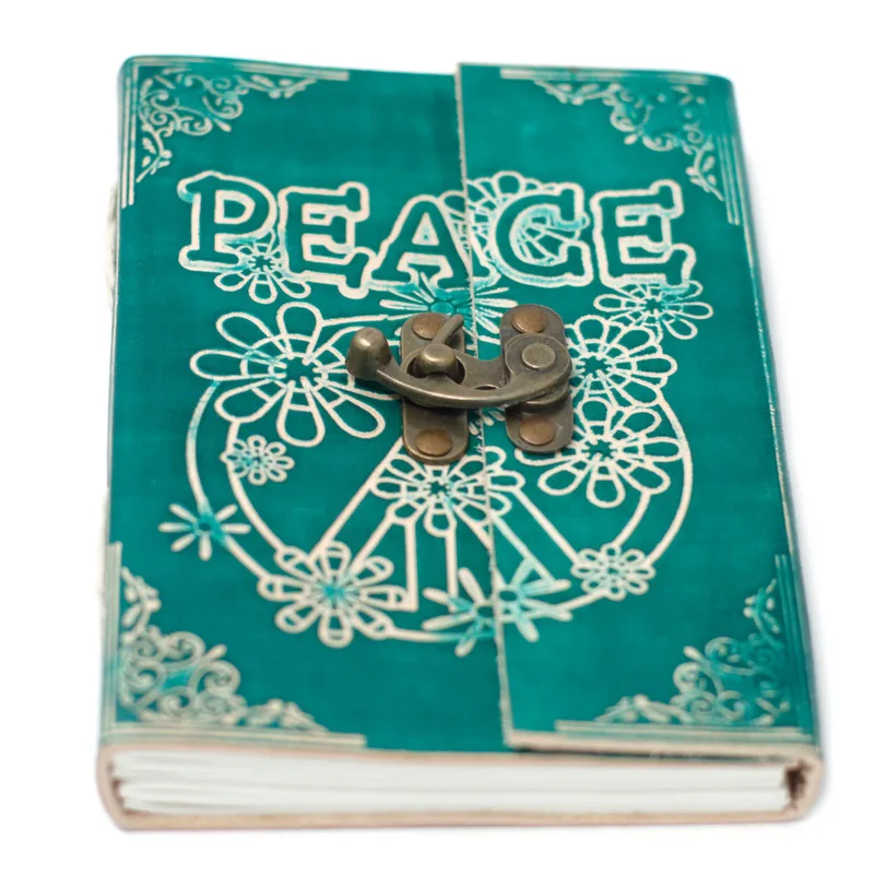 Leather Verde Peace with Lock Notebook — foto 2