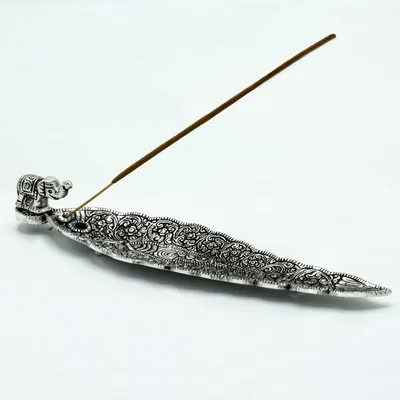 Polished Aluminium Elephant Long Incenso Porta 20cm — foto 1