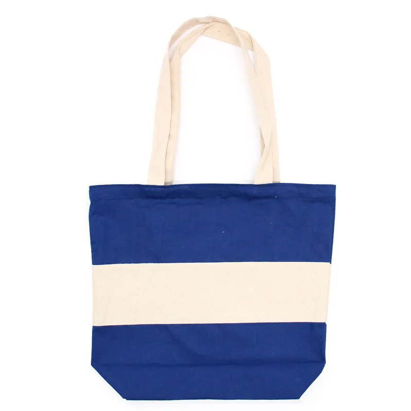 Two Tone Cotton Bag 38x42x12cm Blu & Naturale 10oz