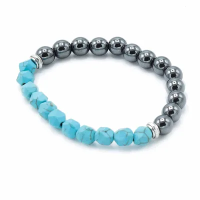 Bracciale con Pietre Naturali Tagliate - Turchese Magnetico — foto 1