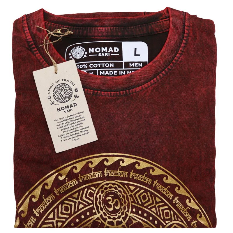 Nomad Sari Stonewashed Cotton T-Shirt – Chakra – Maroon – Large — foto 1