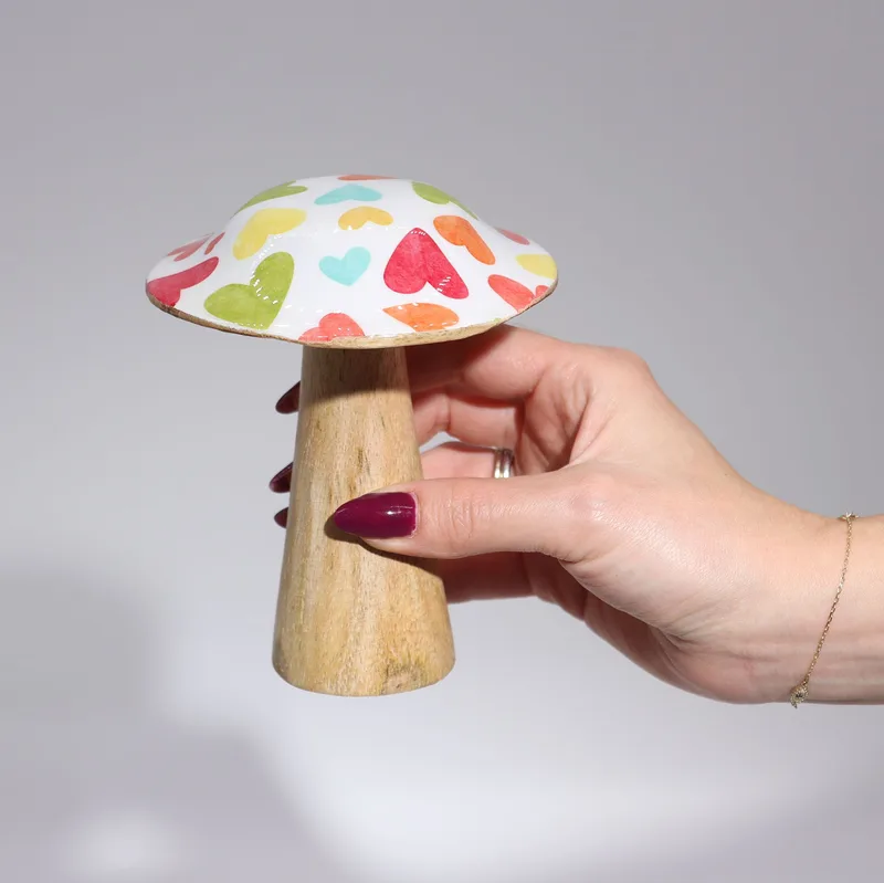Small Enamelled Mushroom - 10cm - Mediterranean Tile Pattern