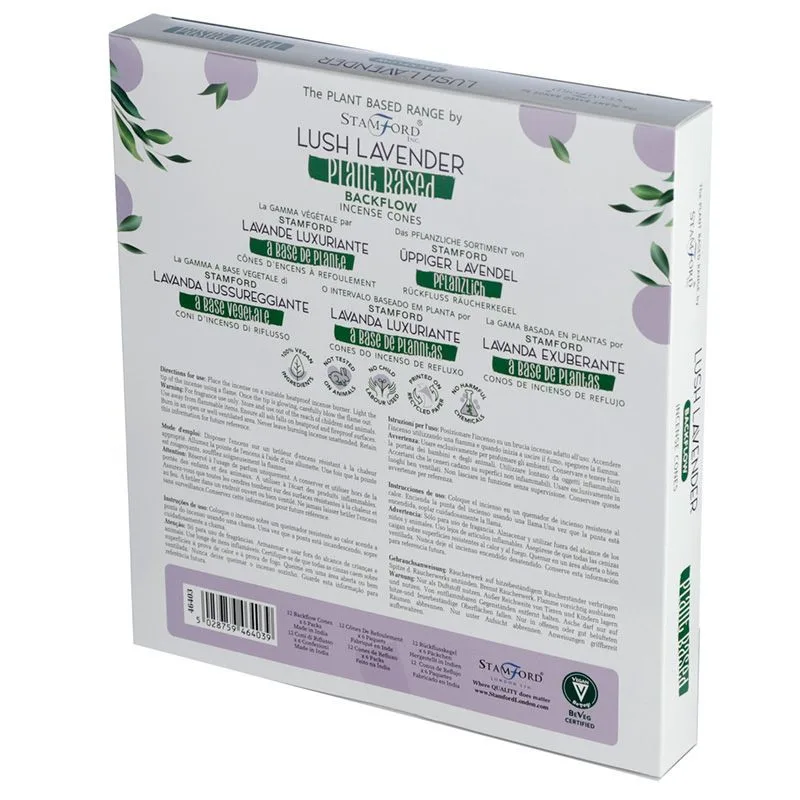 Plant Based Backflow Incenso Cones Lush Lavanda