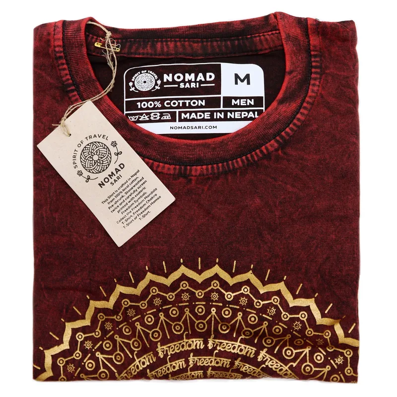 Nomad Sari Stonewashed Cotton T-Shirt Mandala Maroon Medium — foto 4