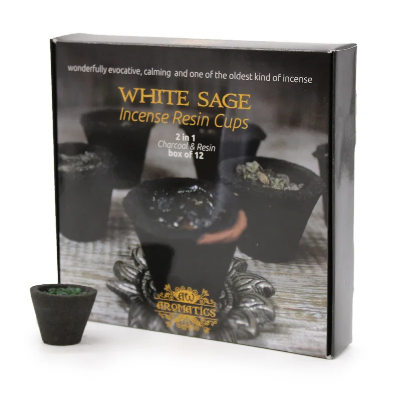 Scatola of 12 Resin Cups Bianco Sage
