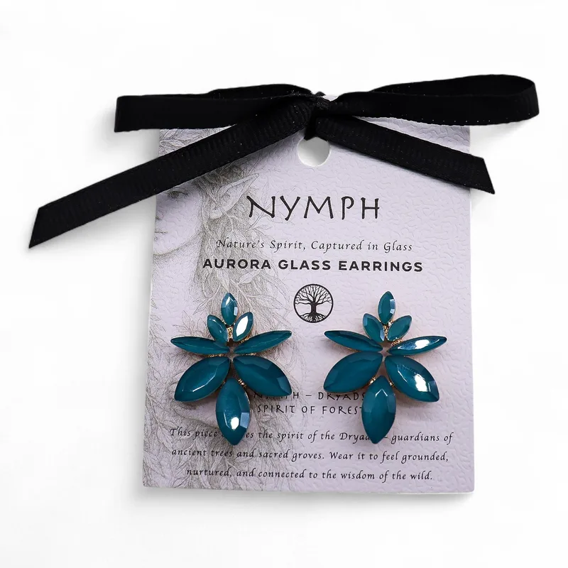 Teal Verde - Vintage Glass - Fiori - Earrings