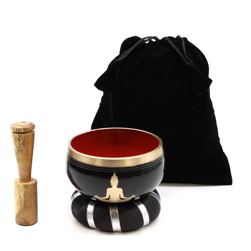 Buddha Singing Bowl Set- Black/Orange 10.7cm — foto 4