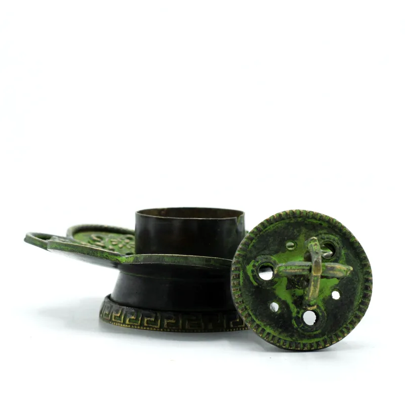 Brass Verdigris Tibetan Cone & Incenso Porta Eight Symbols — foto 1