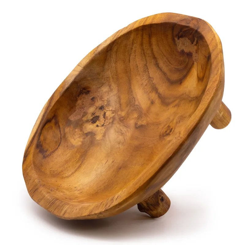 Smooth Teakwood Fruit Bowl on Legs 30x23x10cm — foto 1