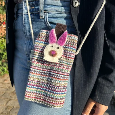 Phone Porta Bag Stripes Pink bunny decor — foto 3