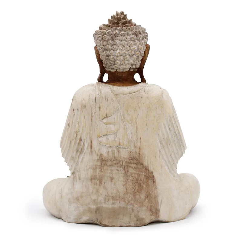 Hand Carved Buddha Statue 30cm Teaching Transmission Whitewash — foto 1