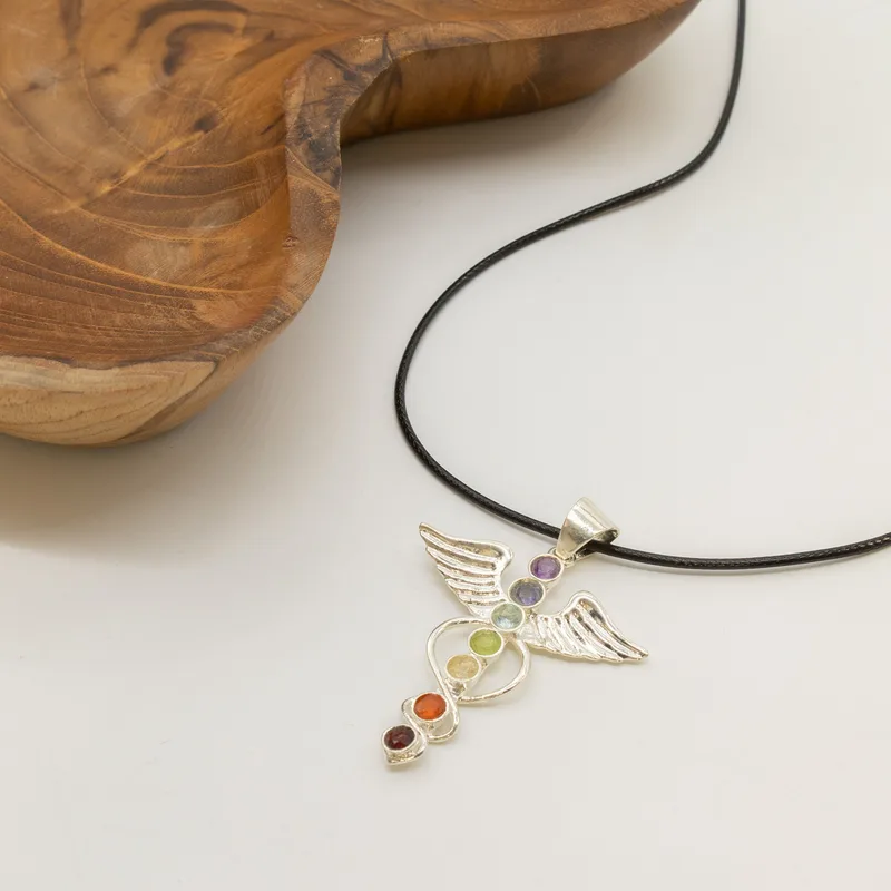 Indian Devotional Pendant Argento Plated Angel Chakra — foto 3