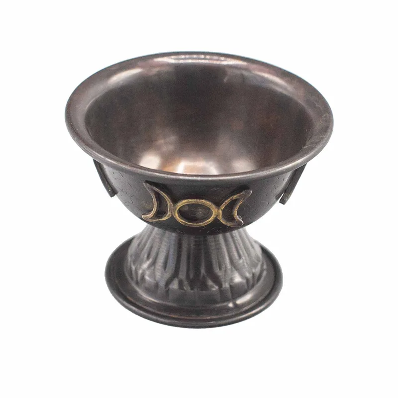 Antique Copper Ritual Chalice Triple Moon 10x8cm — foto 3
