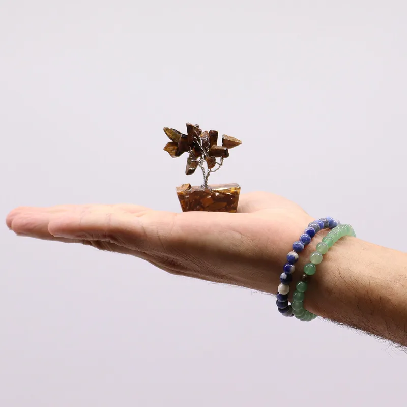 Mini Gemstone Trees On Orgonite Base - Tigereye (15 stones) — foto 3