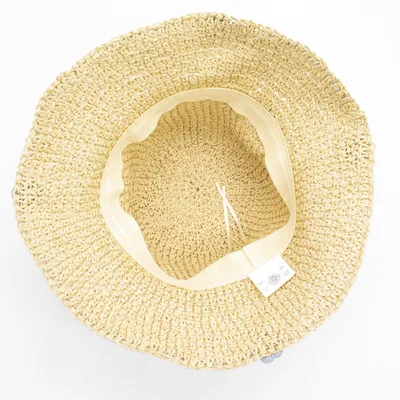Nomad Sari Floppy Straw Sun Hat - Beige & Blu Fiori — foto 3