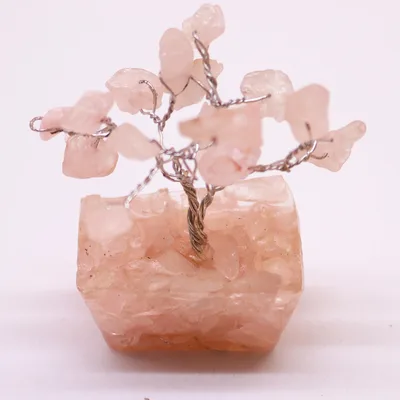 Mini Gemstone Trees On Orgonite Base - Rosa Quartz (15 stones) — foto 1