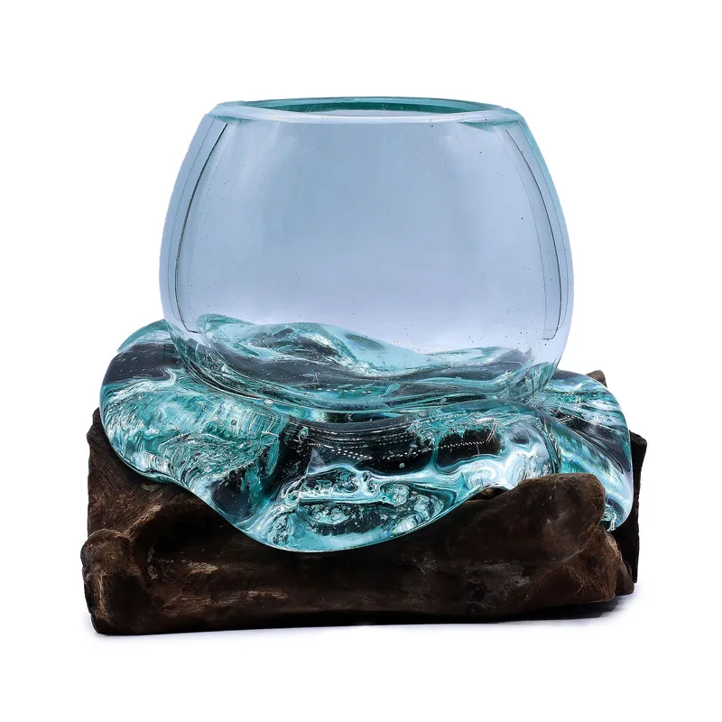 Molten Glass Mini Goldfish Bowl on Legno 20cm