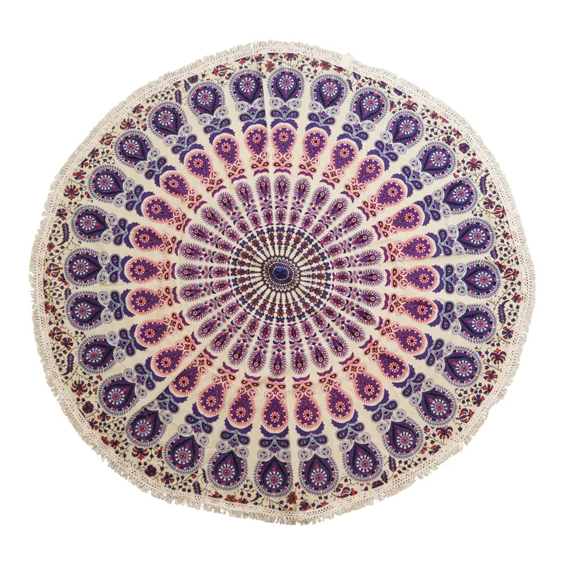 Small Mandala Roundie Cotton Art Peacock Purples