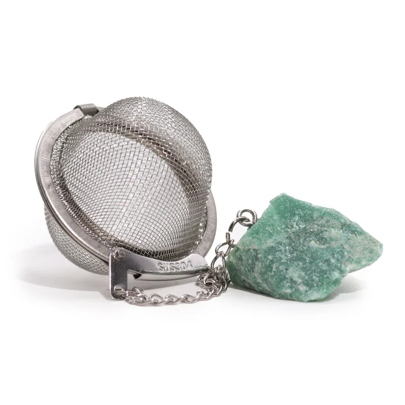 Raw Crystal Gemstone Tè Strainer - Verde Aventurine — foto 3