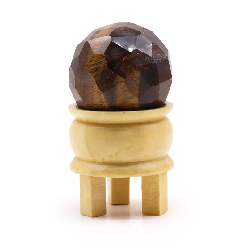 Gemstone Faceted Healing Ball & Stand Tigereye