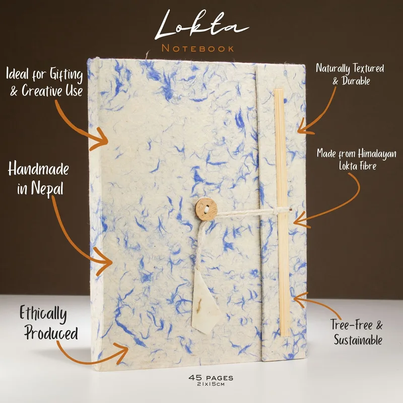 Lrg Lokta Mixed Blu Cotton Notebook 45 leafs inc bookmark — foto 2
