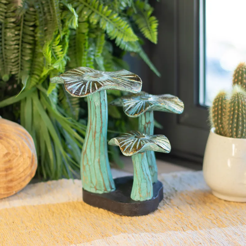 Small Golden Mushroom Art 20cm Greenwash — foto 3
