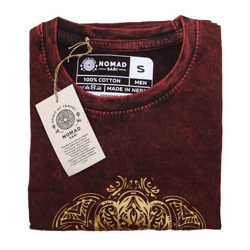 Nomad Sari Stonewashed Cotton T-Shirt – Hamsa – Maroon – Small — foto 2