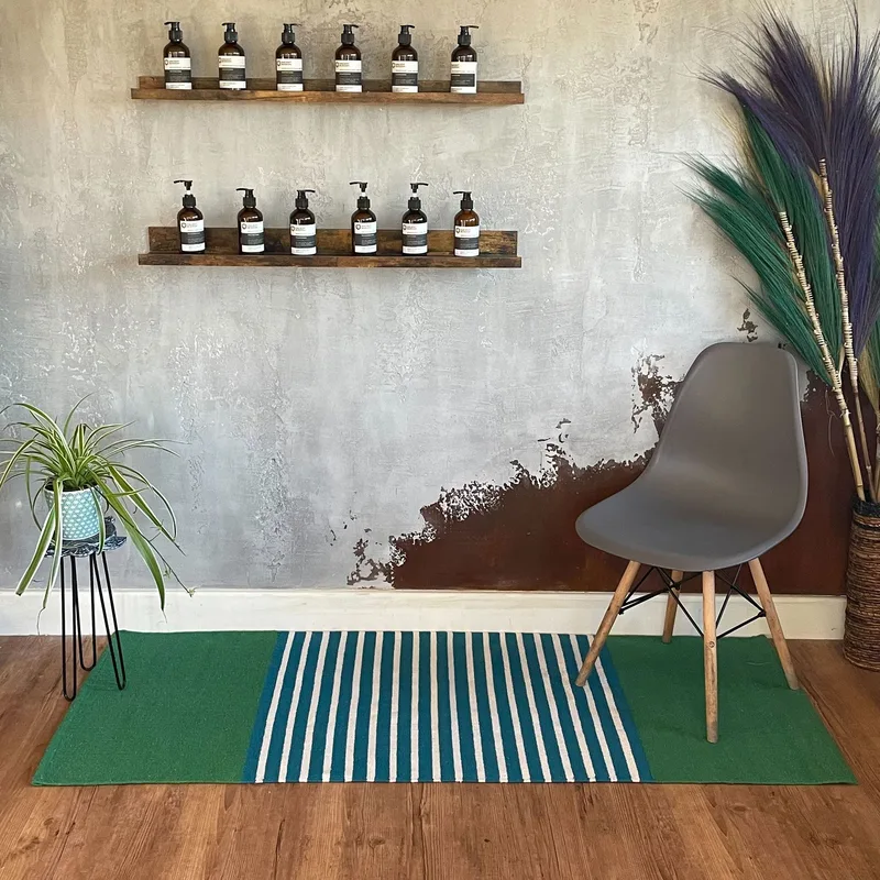 Tappeto in Cotone Indiano 70x170cm Blu/Verde — foto 5